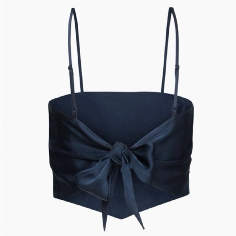 Aritzia Sunday Best Elektra Satin Camisole Toe Back Navy Size XS - Picture 3 of 7